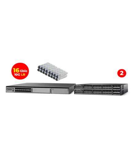 Cisco WS-C4500X-16SFP+ Layer3 Switch With 16Gbic 10G Single mode (LR) & 2Switches Cisco 3650 48p 1G PoE+ Uplink 1G