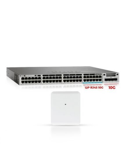Cisco 3850 48 Port RJ45 ( 12Port RJ45 10G ) UPOE 🔥 Uplink 10G & Cisco Aironet AIR-AP4800-B-K9 Access Point